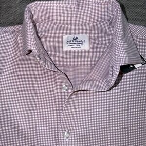 Mizzen+Main Mens Small Button Down Shirt Gingham Check Trim Fit American Made